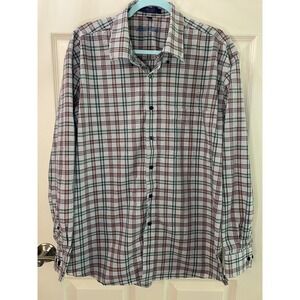 Alan Flusser Men's Long Sleeve Button Up Shirt XL Red‎ And Green